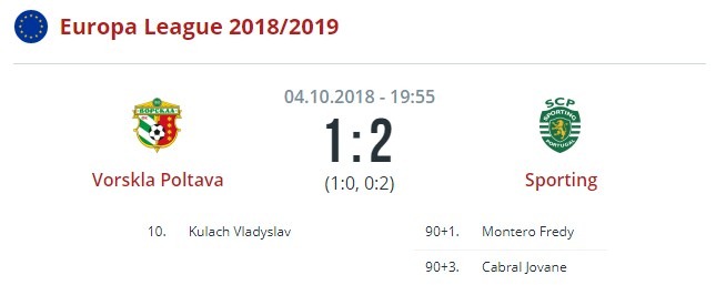 Ворскла - Спортинг