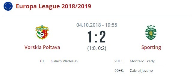 Ворскла - Спортинг