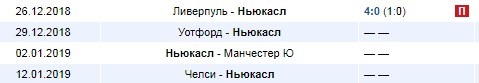 Следующие игры Ньюкасла
