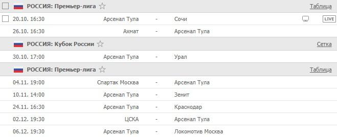 календарь Арсенала