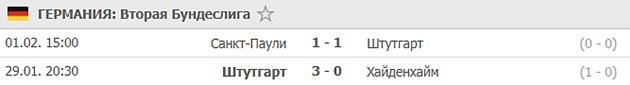 последние игры Штутгарта