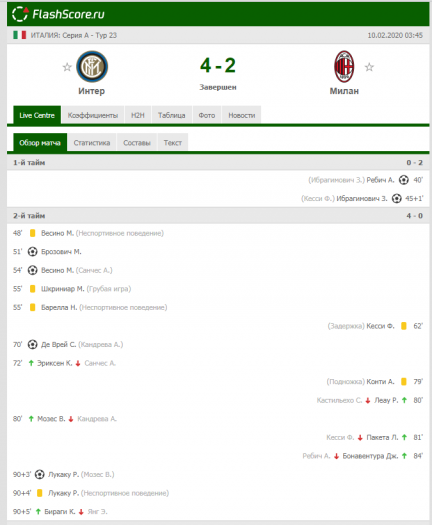 Желтые карточки в игре