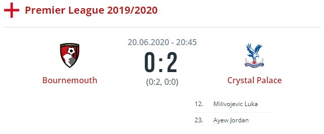 bournemouth crystal palace