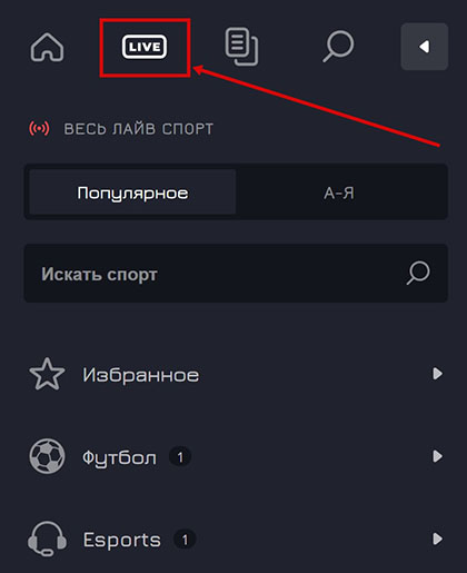 Вкладка лайв