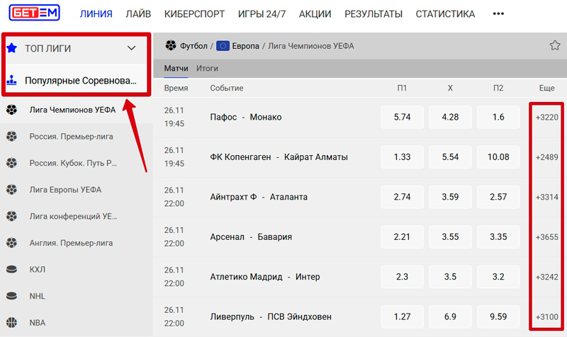 Линия букмекера